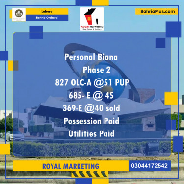 Residential Plot for Sale in Bahria Orchard, Lahore - (BP-129344)