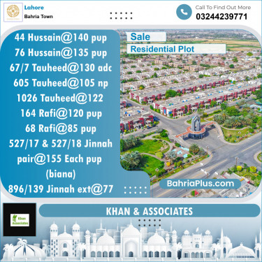 Residential Plot for Sale in Bahria Town, Lahore - (BP-129404)