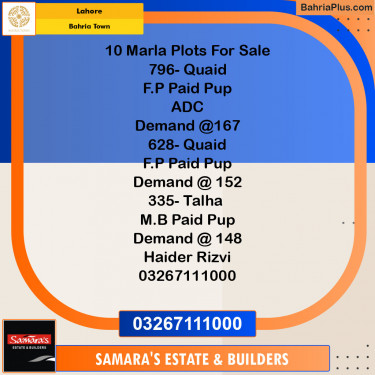 Residential Plot for Sale in Sector E - Quaid Block -  Bahria Town, Lahore - (BP-129459)