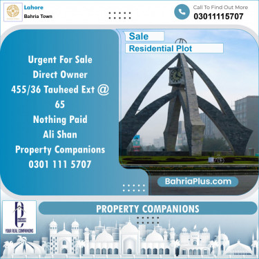 Residential Plot for Sale in Bahria Town, Lahore - (BP-129536)
