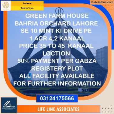 Residential Plot for Sale in Bahria Town, Lahore - (BP-129539)