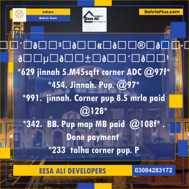Residential Plot for Sale in Bahria Town, Lahore - (BP-129657)