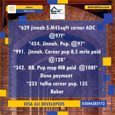 Residential Plot for Sale in Bahria Town, Lahore - (BP-129659)