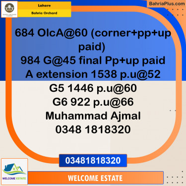 Residential Plot for Sale in Bahria Orchard, Lahore - (BP-129682)