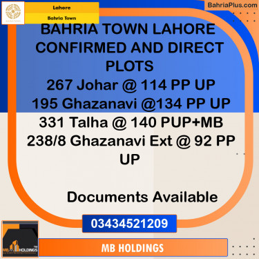 Residential Plot for Sale in Bahria Town, Lahore - (BP-129696)