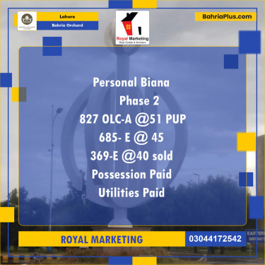 Residential Plot for Sale in Bahria Orchard, Lahore - (BP-129838)