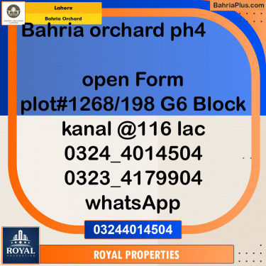 Residential Plot for Sale in Bahria Orchard, Lahore - (BP-129869)