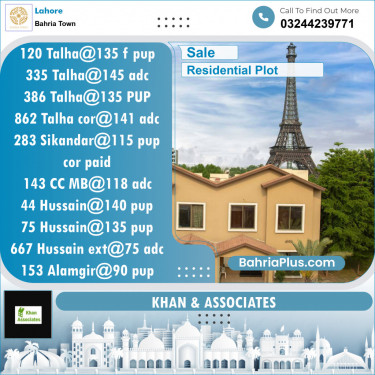 Residential Plot for Sale in Bahria Town, Lahore - (BP-129920)