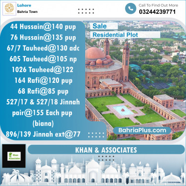 Residential Plot for Sale in Bahria Town, Lahore - (BP-129921)