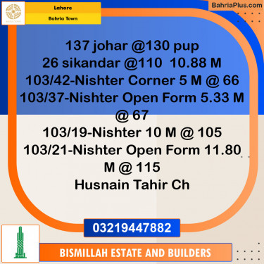 Residential Plot for Sale in Bahria Town, Lahore - (BP-129939)