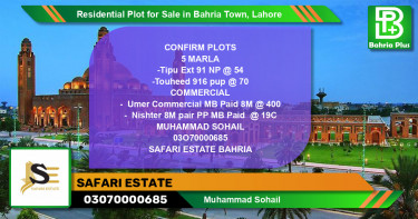 Residential Plot for Sale in Bahria Town, Lahore - (BP-129952)