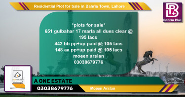 Residential Plot for Sale in Bahria Town, Lahore - (BP-129975)