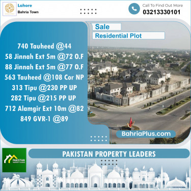 Residential Plot for Sale in Bahria Town, Lahore - (BP-130028)