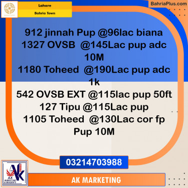 Residential Plot for Sale in Sector E - Jinnah Block -  Bahria Town, Lahore - (BP-130062)