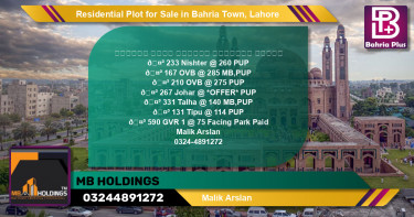 Residential Plot for Sale in Bahria Town, Lahore - (BP-130069)