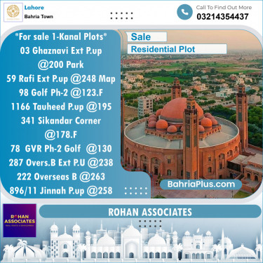 Residential Plot for Sale in Bahria Town, Lahore - (BP-130083)