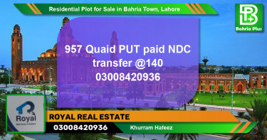 Residential Plot for Sale in Bahria Town, Lahore - (BP-130124)