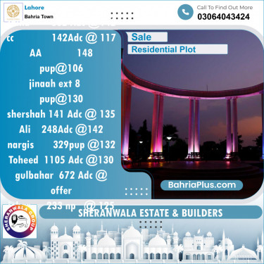 Residential Plot for Sale in Sector F - Talha Block -  Bahria Town, Lahore - (BP-130150)
