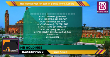 Residential Plot for Sale in Bahria Town, Lahore - (BP-130198)