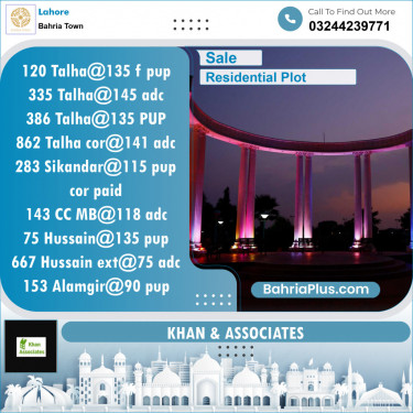 Residential Plot for Sale in Bahria Town, Lahore - (BP-130224)