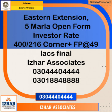 Residential Plot for Sale in Bahria Orchard, Lahore - (BP-130322)
