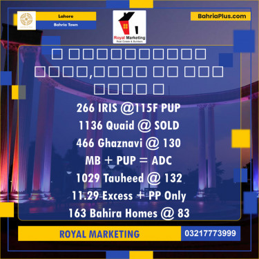 Residential Plot for Sale in Bahria Town, Lahore - (BP-130342)