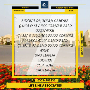 Residential Plot for Sale in Bahria Orchard, Lahore - (BP-130429)