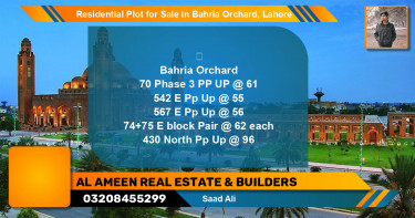 Residential Plot for Sale in Bahria Orchard, Lahore - (BP-130478)