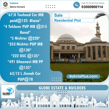 Residential Plot for Sale in Bahria Orchard, Lahore - (BP-130495)