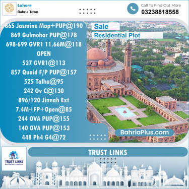 Residential Plot for Sale in Bahria Town, Lahore - (BP-130583)