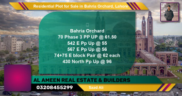 Residential Plot for Sale in Bahria Orchard, Lahore - (BP-130587)