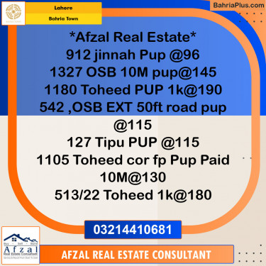 Residential Plot for Sale in Sector E - Jinnah Block -  Bahria Town, Lahore - (BP-130591)