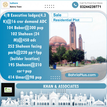 Residential Plot for Sale in Bahria Town, Lahore - (BP-130597)