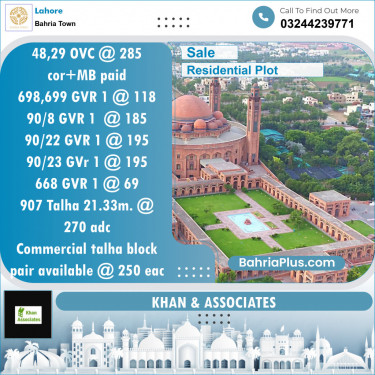 Residential Plot for Sale in Bahria Town, Lahore - (BP-130600)