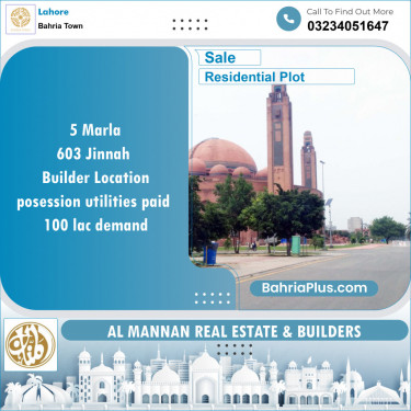 Residential Plot for Sale in Bahria Town, Lahore - (BP-130632)