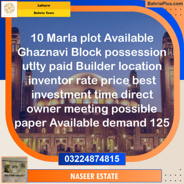 Residential Plot for Sale in Bahria Town, Lahore - (BP-130698)