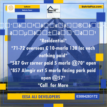 Residential Plot for Sale in Bahria Town, Lahore - (BP-130758)