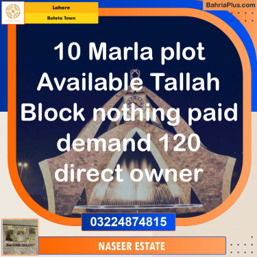 Residential Plot for Sale in Bahria Town, Lahore - (BP-130786)