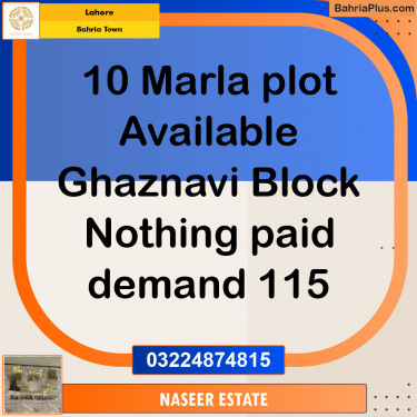 Residential Plot for Sale in Bahria Town, Lahore - (BP-130788)