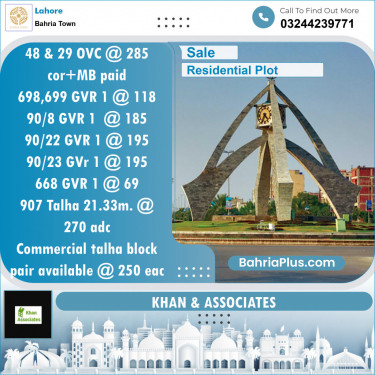 Residential Plot for Sale in Bahria Town, Lahore - (BP-130896)
