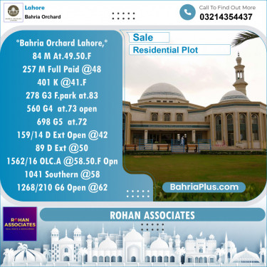 Residential Plot for Sale in Bahria Orchard, Lahore - (BP-130898)