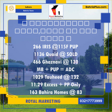 Residential Plot for Sale in Bahria Town, Lahore - (BP-130921)