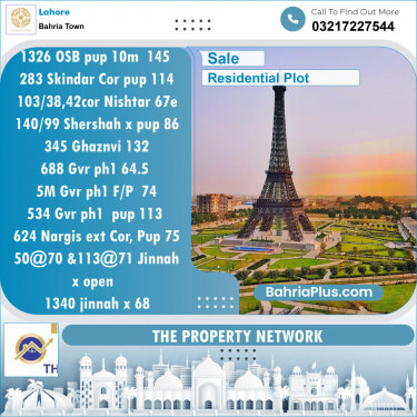 Residential Plot for Sale in Bahria Town, Lahore - (BP-130955)
