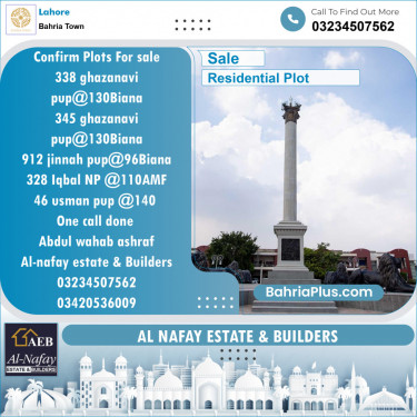 Residential Plot for Sale in Bahria Town, Lahore - (BP-130958)