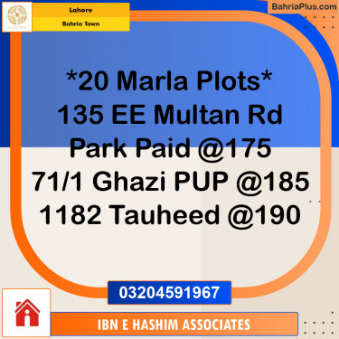 Residential Plot for Sale in Bahria Town, Lahore - (BP-130980)