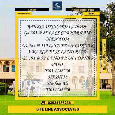 Residential Plot for Sale in Bahria Orchard, Lahore - (BP-130982)