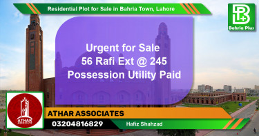 Residential Plot for Sale in Sector E - Rafi Ext. Block -  Bahria Town, Lahore - (BP-131032)