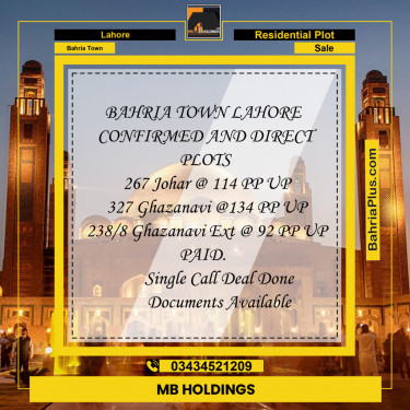 Residential Plot for Sale in Sector E - Johar Block -  Bahria Town, Lahore - (BP-131062)