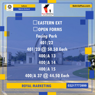 Residential Plot for Sale in Phase 1 - Eastern District Ext. I -  Bahria Orchard, Lahore - (BP-131072)