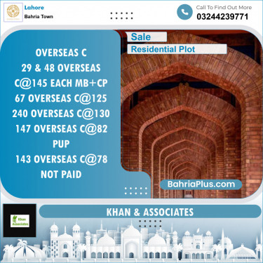 Residential Plot for Sale in Overseas C -  Bahria Town, Lahore - (BP-131076)